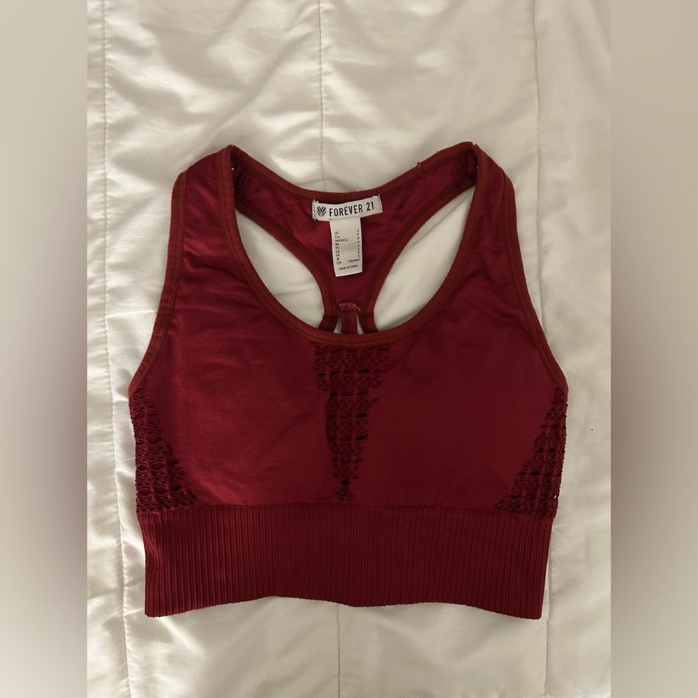 Forever 21 Deep Red Lace Sports Bra